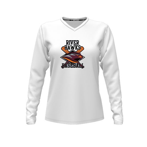 [FTLVCFWH-FYXS-LOGO2] Comfort T-Shirt (Female Youth XS, White, V Neck, Logo 2, Long Sleeve)