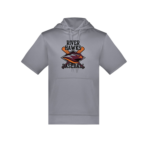 [6871.059.S-LOGO2] Men's Dri Fit Short Sleeve Hoodie (Adult S, Gray, Logo 2)