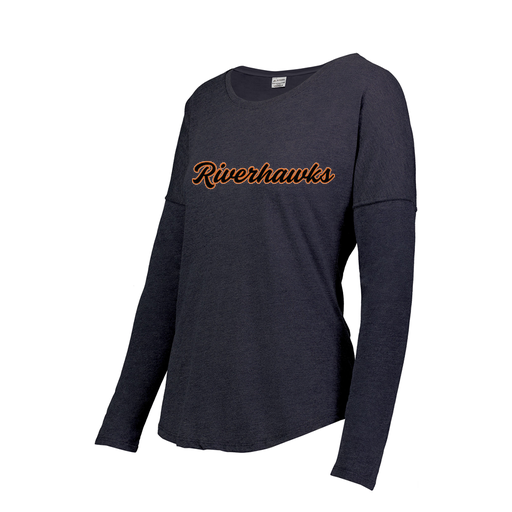 [FTLCUBNV-FAXS-LOGO1] Ladies LS Ultra-blend T-Shirt (Female Adult XS, Navy, Logo 1)